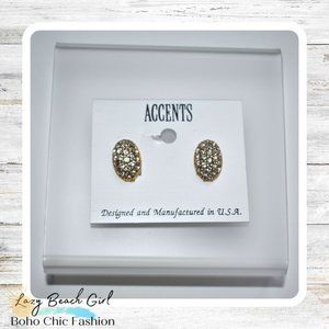 Gold Rhinestone Clip-on Earrings